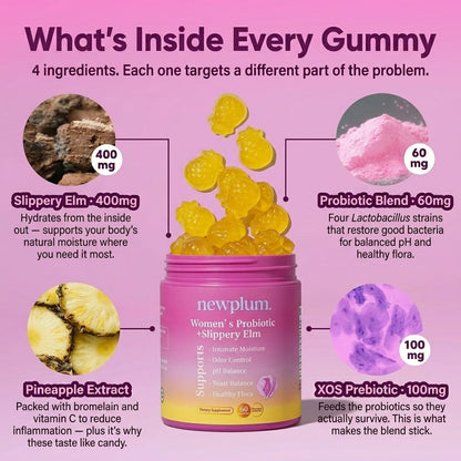 Newplum Bloom ⎹ Women's Probiotic + Slippery Elm Gummies - Newplum